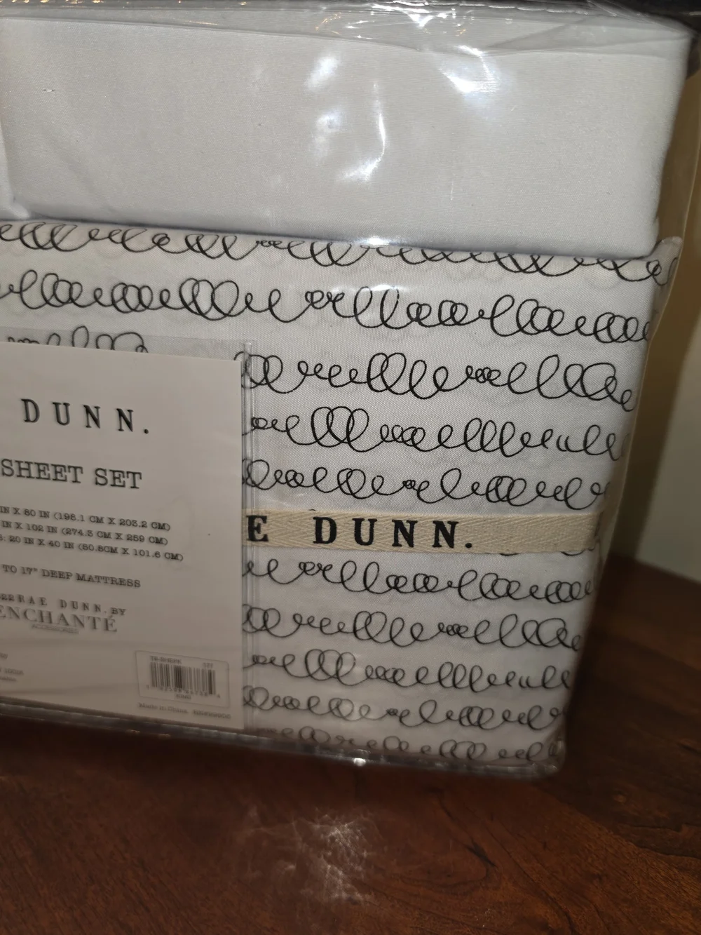Rae Dunn 'RELAX' King Sheet Set in White with Black Embroidery